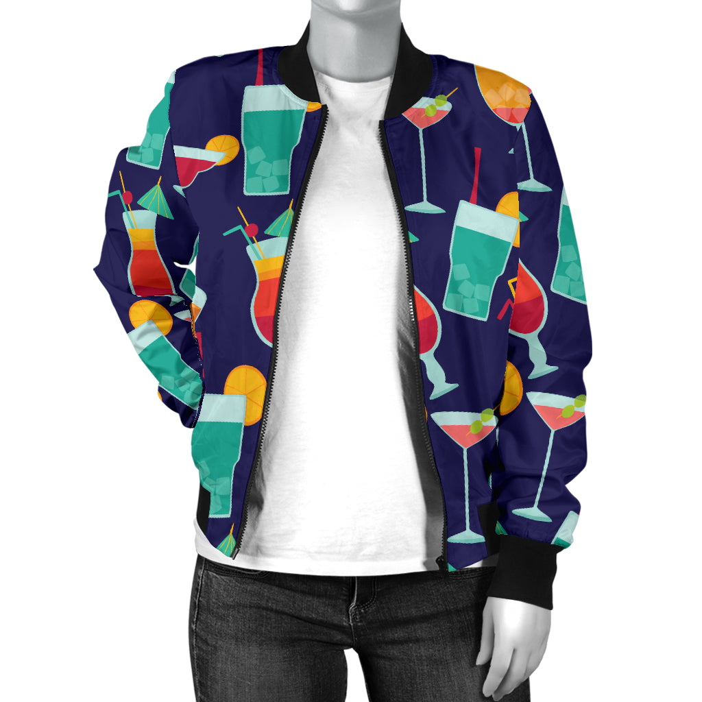 Cocktail Pattern Print Design 06 Women's Bomber Jacket