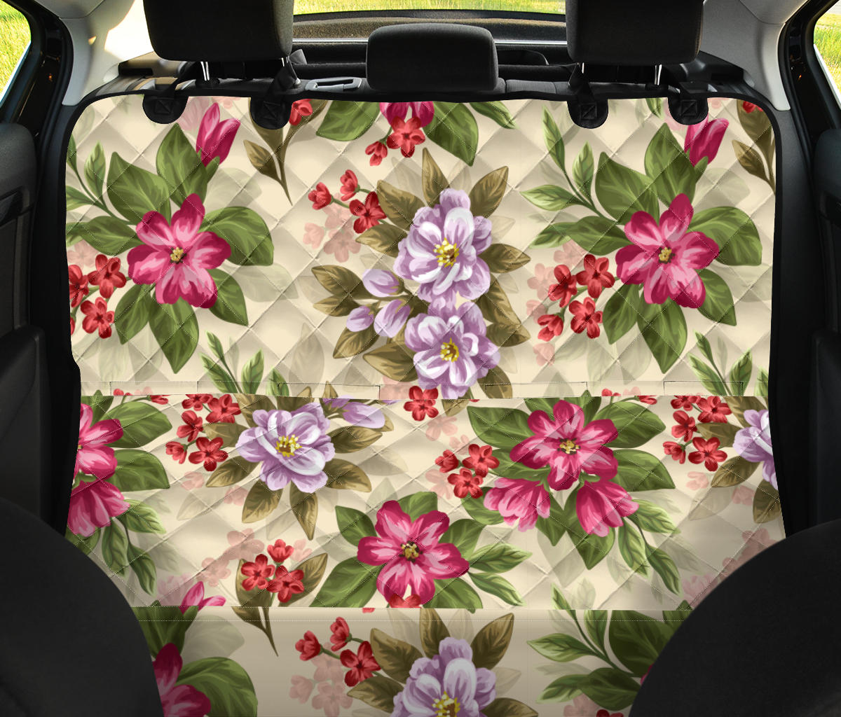 Summer Floral Pattern Print Design SF08 Rear Dog  Seat Cover
