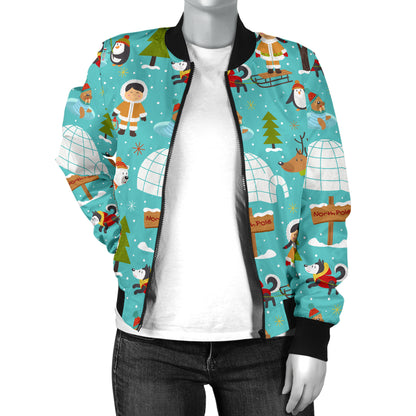 Eskimo Pattern Print Design 01 Women's Bomber Jacket