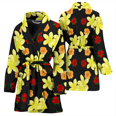 Yellow Plumeria Pattern Print Design PM04 Women Bathrobe