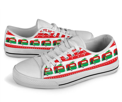 Camper Camping Ugly Christmas Design Print White Bottom Low Top Shoes