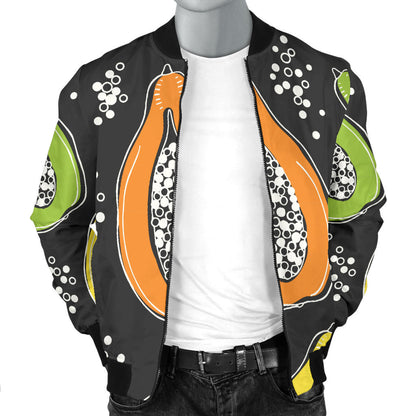 Papaya Pattern Print Design PP05 Men Bomber Jacket