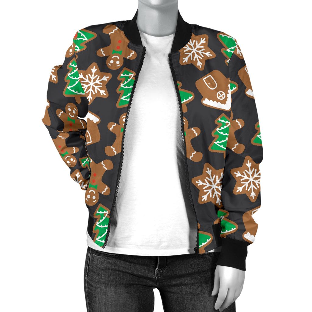 Gingerbread Pattern Print Design 02 Women's Bomber Jacket