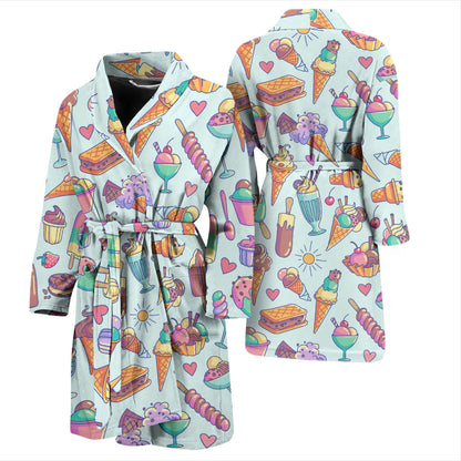 Ice Cream Pattern Print Design IC02 Men Bathrobe