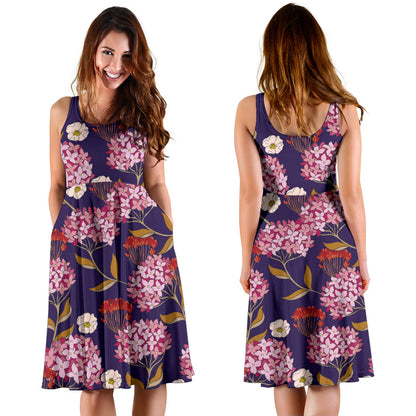 Hydrangea Pattern Print Design HD010 Midi Dress