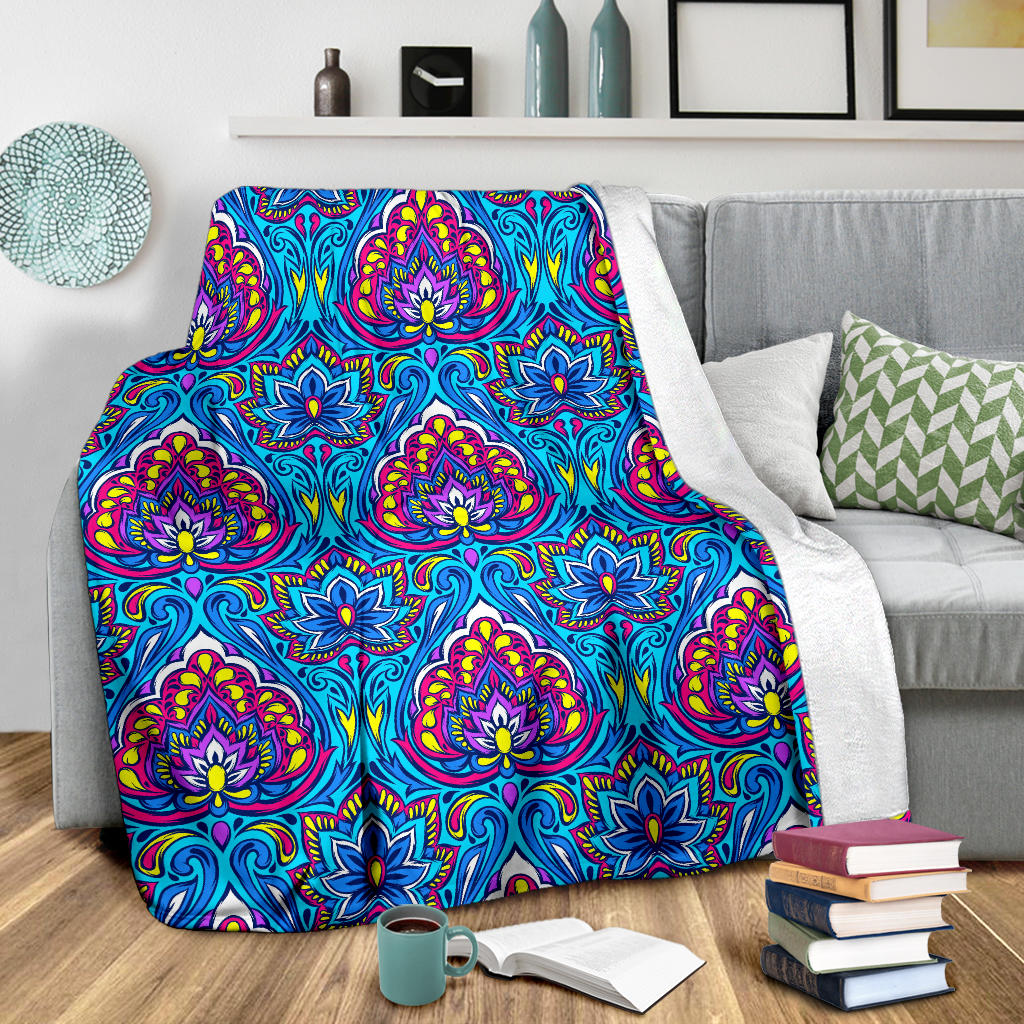 lotus Boho Pattern Print Design LO010 Fleece Blanket