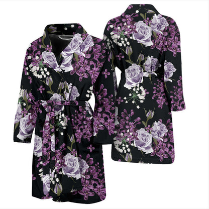 Lilac Pattern Print Design LI04 Men Bathrobe