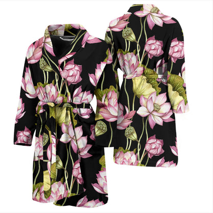 Water Lily Pattern Print Design WL06 Men Bathrobe