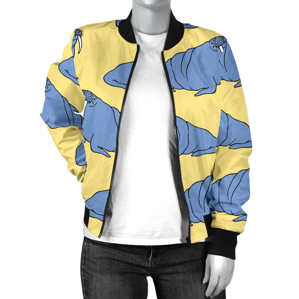 Walrus Pattern Print Design 02 Women's Bomber Jacket