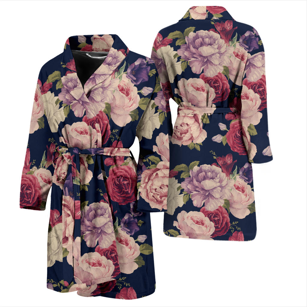 Peony Pattern Print Design PE03 Men Bathrobe