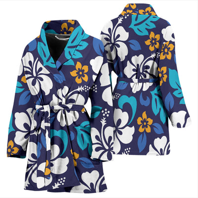 Hibiscus Pattern Print Design HB030 Women Bathrobe