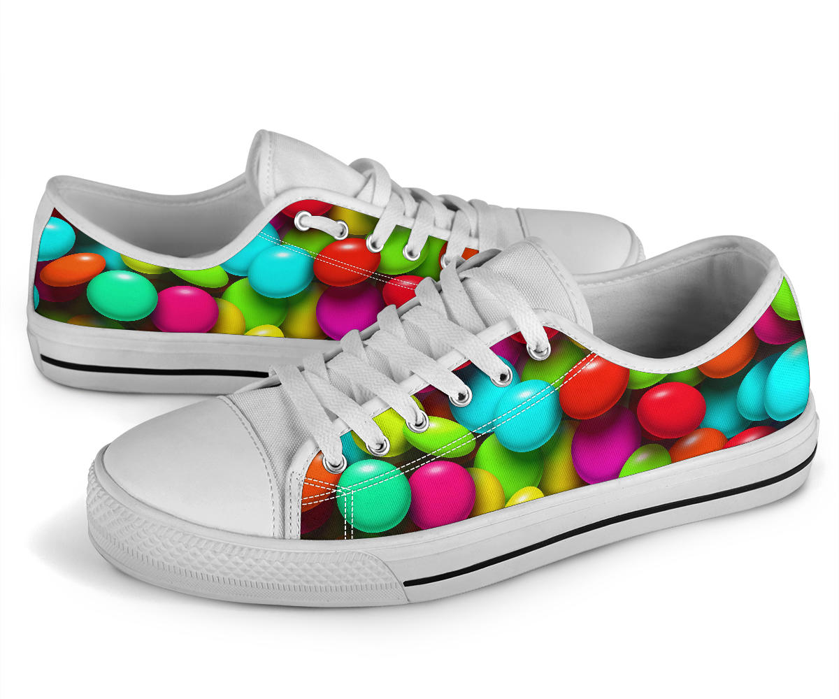 Candy Pattern Print Design CA03 White Bottom Low Top Shoes