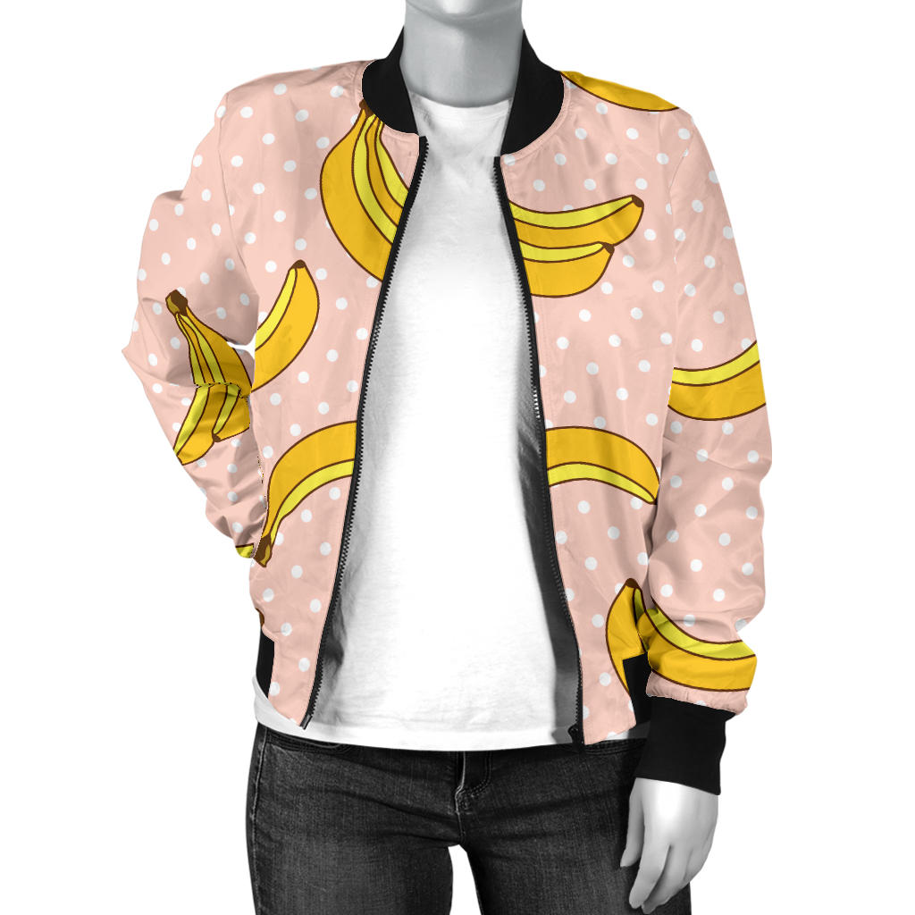 Banana Pattern Print Design BA06 Women Bomber Jacket