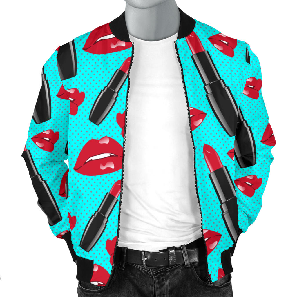 Lipstick Pattern Print Design LT02 Men Bomber Jacket