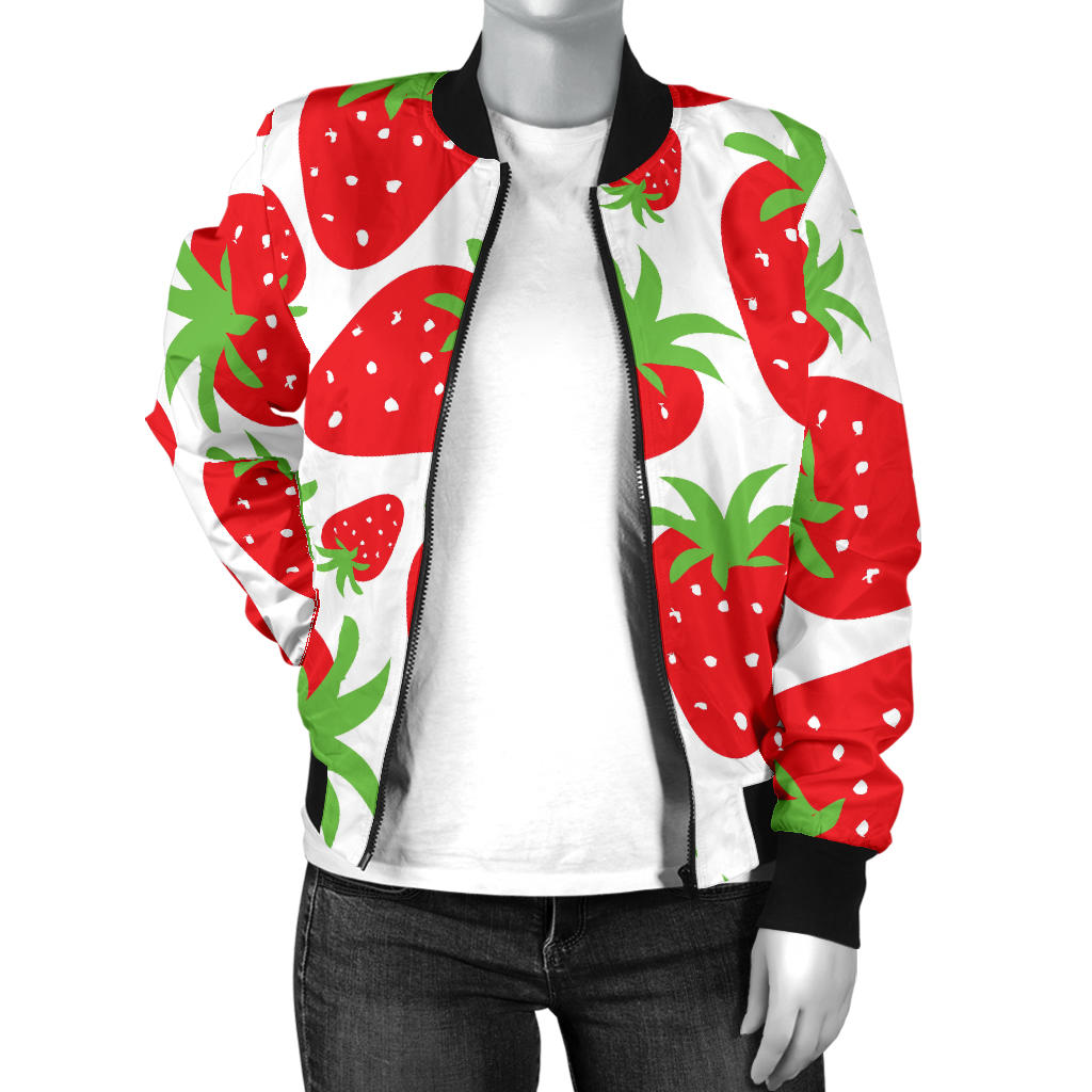 Strawberry Pattern Print Design SB01 Women Bomber Jacket