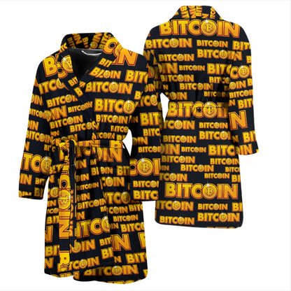 Bitcoin Pattern Print Design DO03 Men Bathrobe