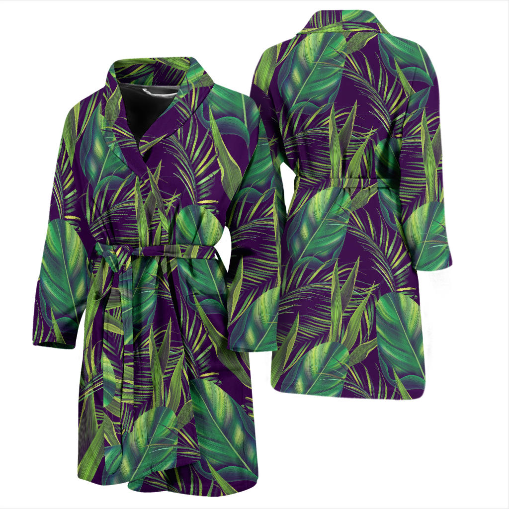 Palm Leaves Pattern Print Design PL03 Men Bathrobe