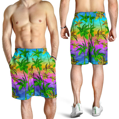 Palm Tree Rainbow Pattern Mens Shorts