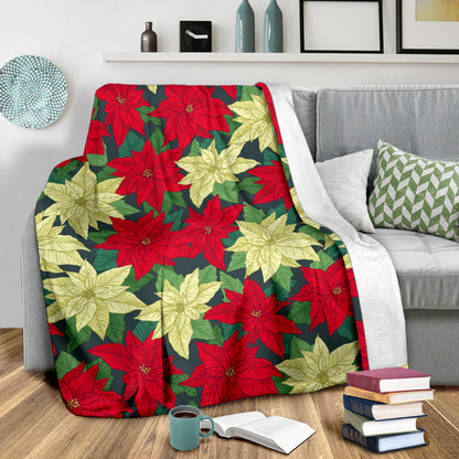 Poinsettia Pattern Print Design POT06 Fleece Blanket