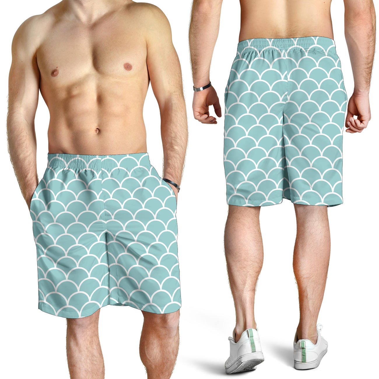 Scales Teal Pattern Print Design 02 Mens Shorts