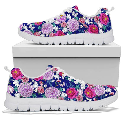 Dahlia Pattern Print Design DH013 Sneakers White Bottom Shoes