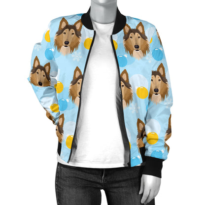 Collies Pattern Print Design 02 Women's Bomber Jacket