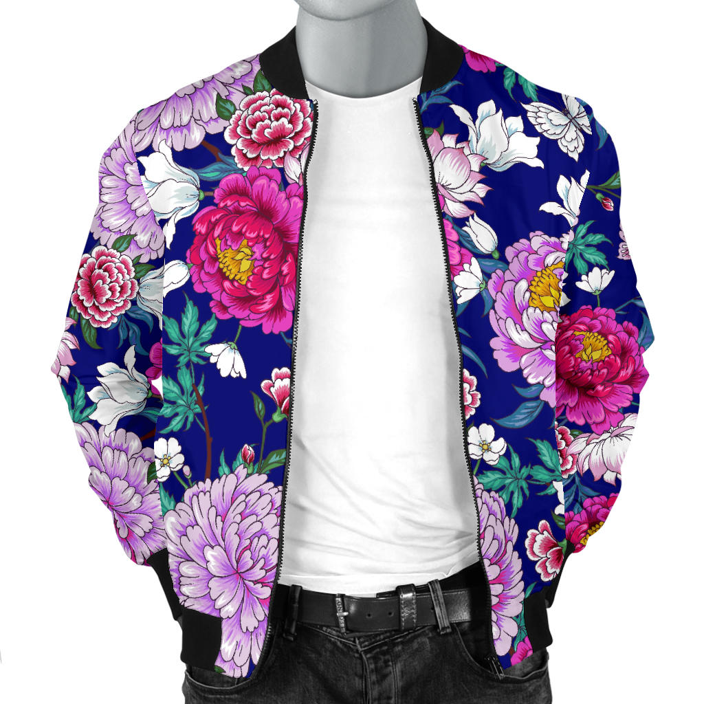 Dahlia Pattern Print Design DH013 Men Bomber Jacket