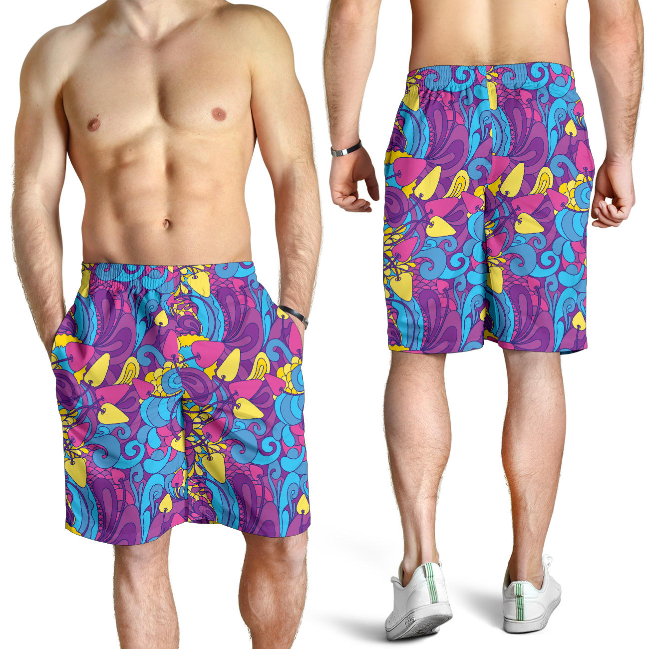 Psychedelic Mushroom Pattern Print Design A03 Mens Shorts