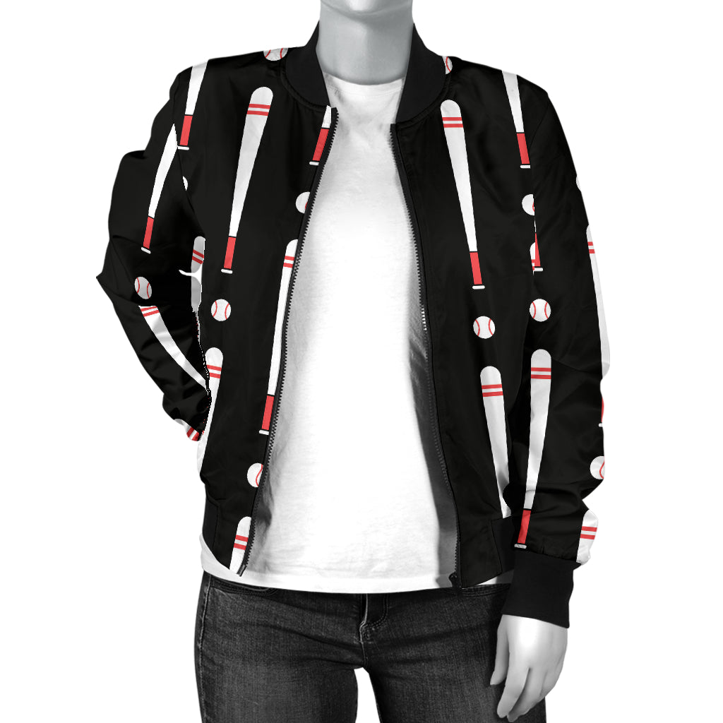 Baseball Pattern Print Design 03 Women's Bomber Jacket