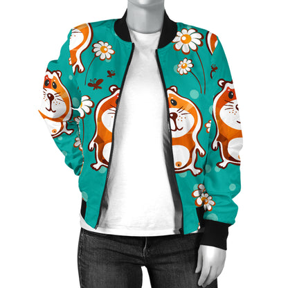 Hamster Pattern Print Design 01 Women's Bomber Jacket