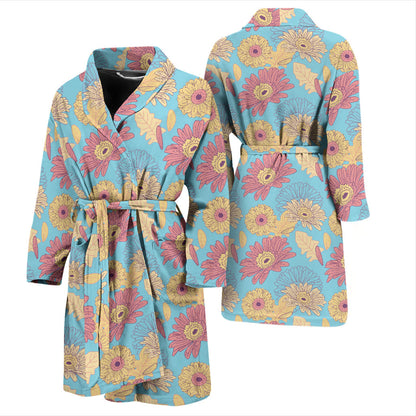 Gerberas Pattern Print Design GB04 Men Bathrobe
