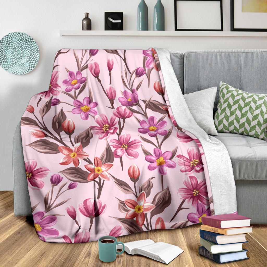 Summer Floral Pattern Print Design SF09 Fleece Blanket