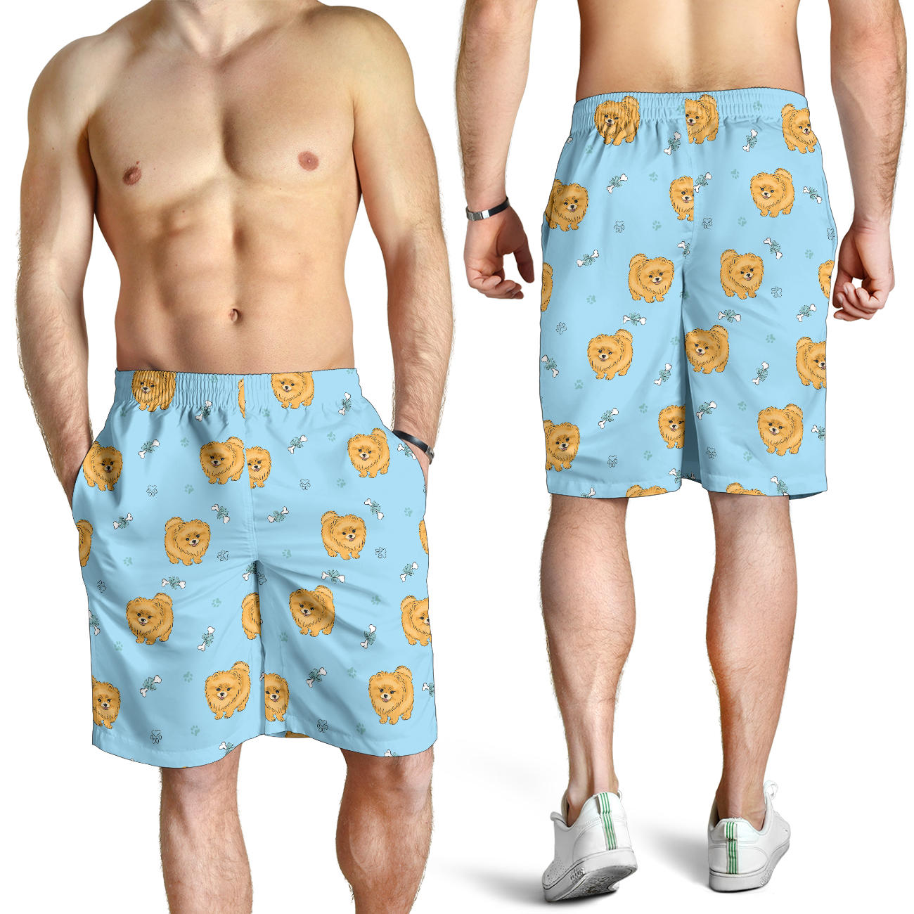 Pomeranians Pattern Print Design A03 Mens Shorts
