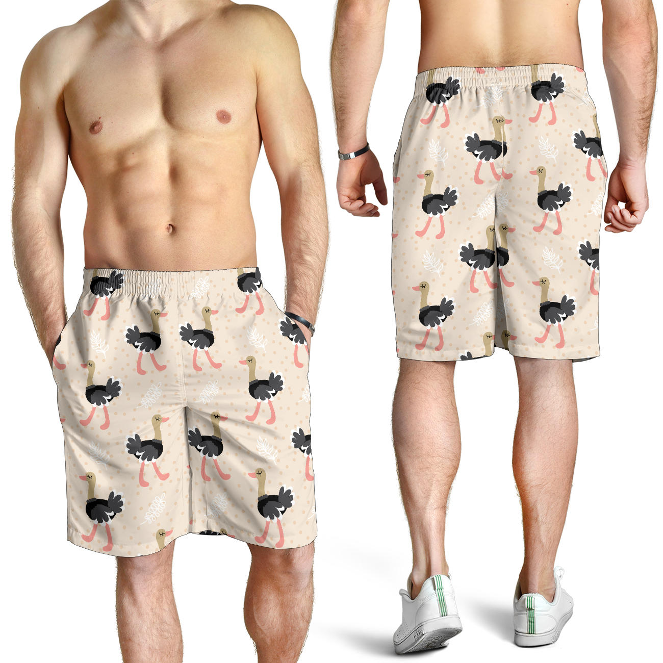 Ostrich Pattern Print Design 02 Mens Shorts