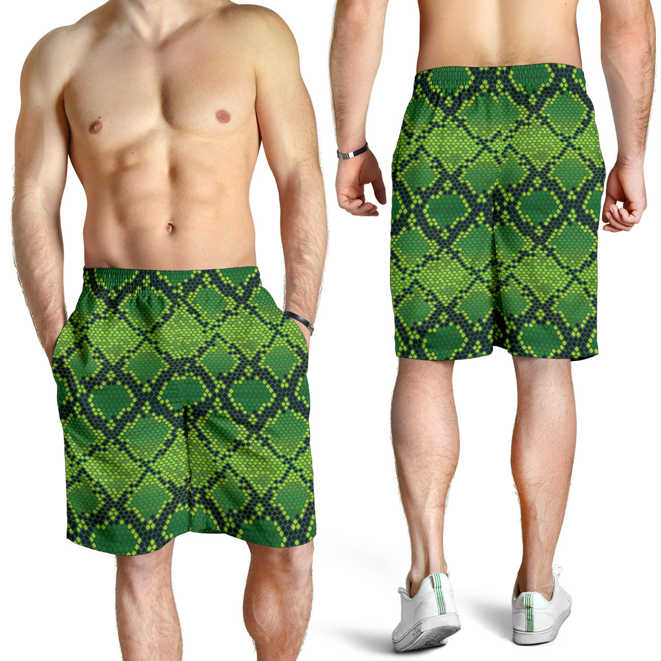 Python Green Pattern Print Design A01 Mens Shorts