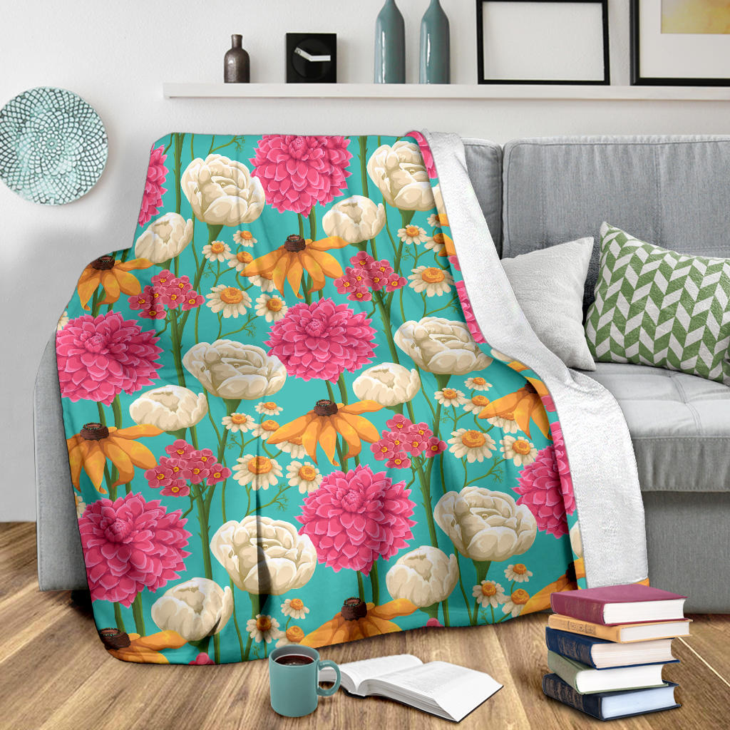 Summer Floral Pattern Print Design SF07 Fleece Blanket