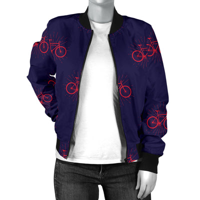 Bicycle Pattern Print Design 01 Women's Bomber Jacket