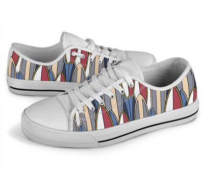 Surf board Pattern White Bottom Low Top Shoes