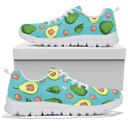 Avocado Pattern Print Design AC05 Sneakers White Bottom Shoes