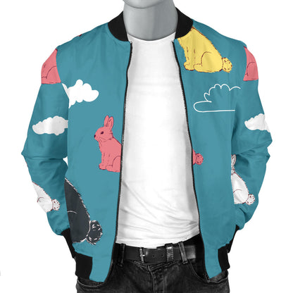 Rabbit Pattern Print Design RB014 Men Bomber Jacket