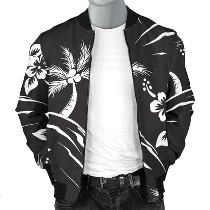Palm Tree Pattern Print Design PT02 Men Bomber Jacket