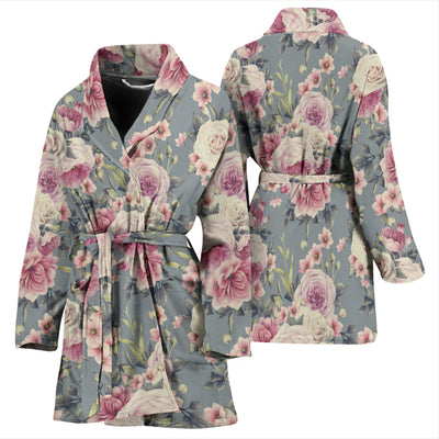 Peony Pattern Print Design PE05 Women Bathrobe