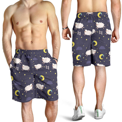 Sheep Night Pattern Print Design 02 Mens Shorts