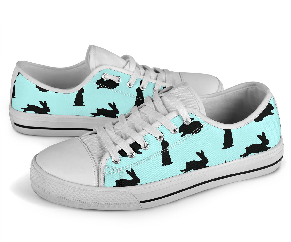 Rabbit Pattern Print Design RB010 White Bottom Low Top Shoes