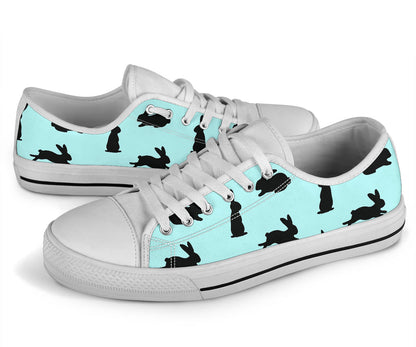 Rabbit Pattern Print Design RB010 White Bottom Low Top Shoes