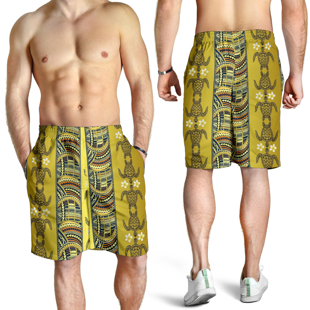 Polynesian Turtle Hawaiian Design Print Mens Shorts
