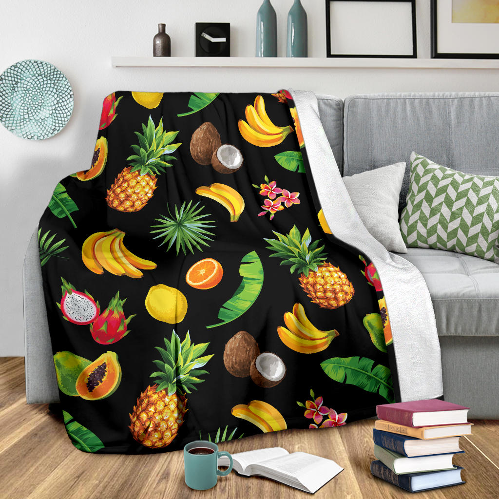 Tropical Fruits Pattern Print Design TF03 Fleece Blanket