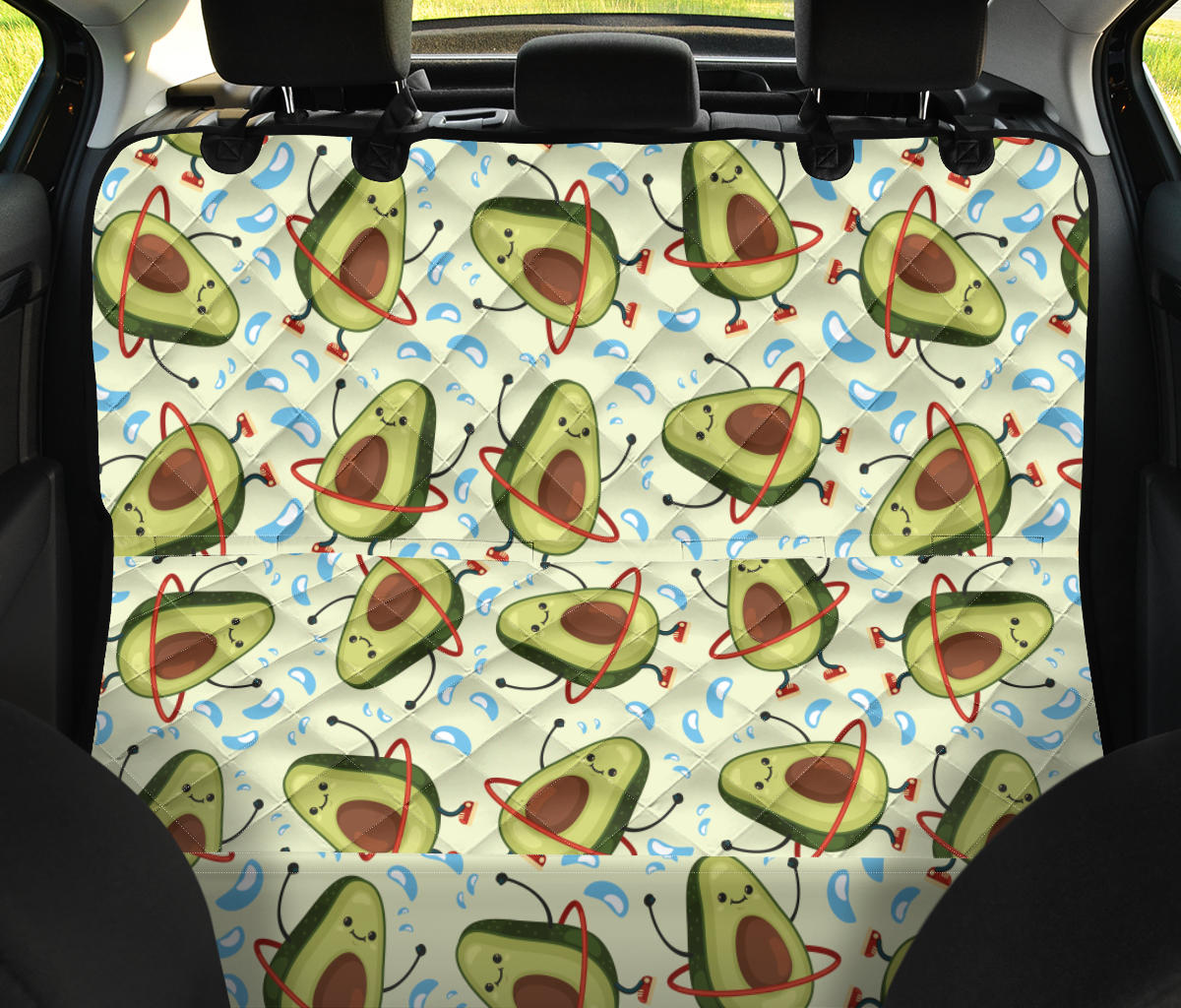 Avocado Pattern Print Design AC02 Rear Dog  Seat Cover