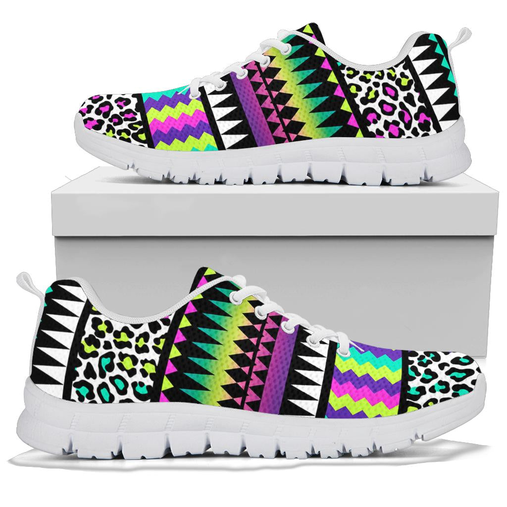 Animal Skin Aztec Rainbow Sneakers White Bottom Shoes