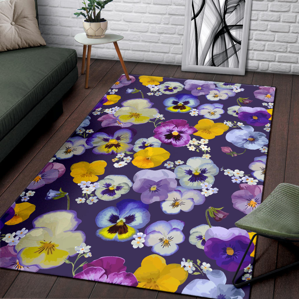 Pansy Pattern Print Design PS02 Area Rugs